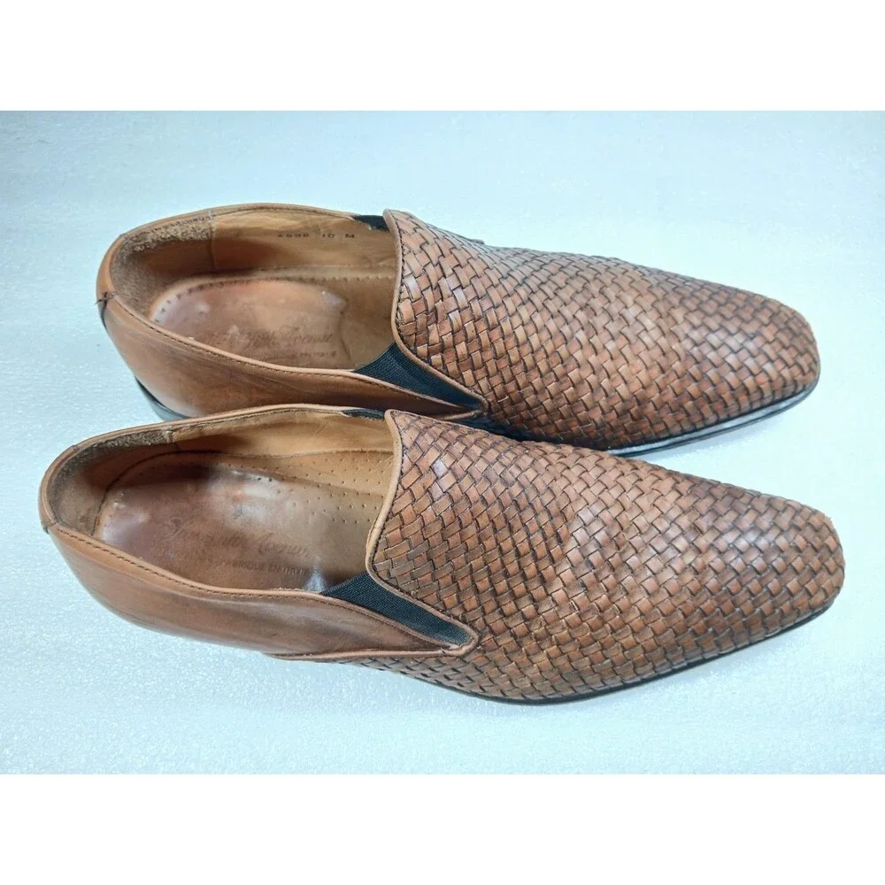 Saks Fifth Avenue Men’s Woven Leather Slip-On Shoes – Made in Italy Size 10
